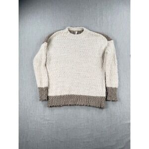Wishlist Colorblock Popcorn Knit Sweater Cream Taupe Oversized WL18-2086 M/L